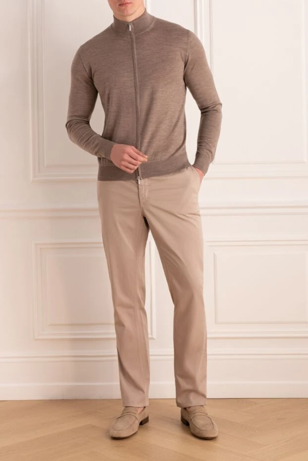 Zilli мужские брюки из хлопка и шелка бежевые мужские купить с ценами и фото 144941 - фото 2