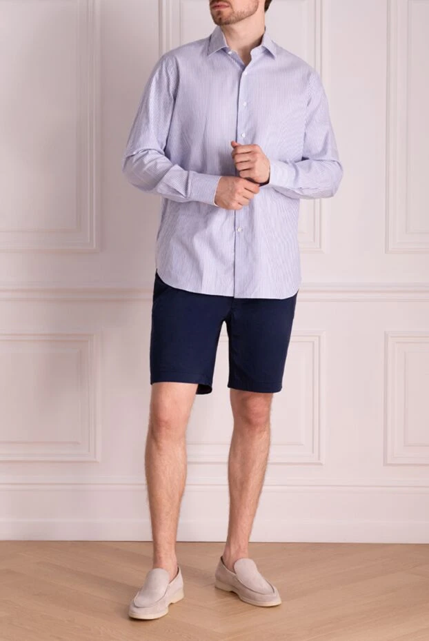 Alessandro Gherardi мужские сорочка из хлопка голубая мужская купить с ценами и фото 145051 - фото 1