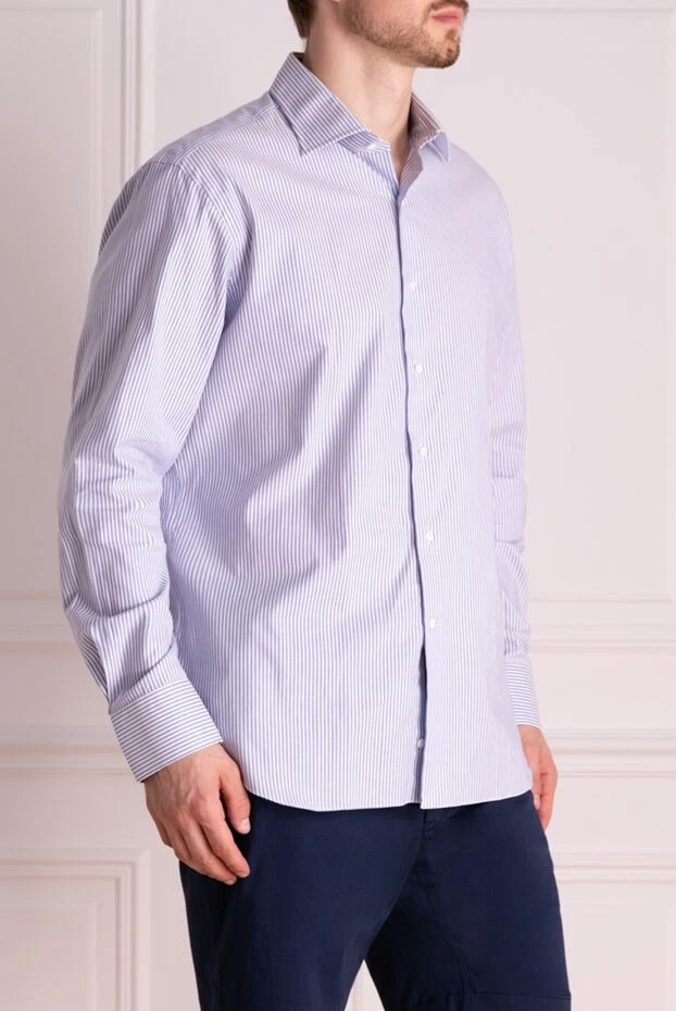 Alessandro Gherardi мужские сорочка из хлопка голубая мужская купить с ценами и фото 145051 - фото 2