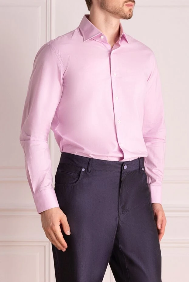 Alessandro Gherardi men's pink shirt made of smooth cotton with a laconic silhouette (markdown) 198185 - photo 3