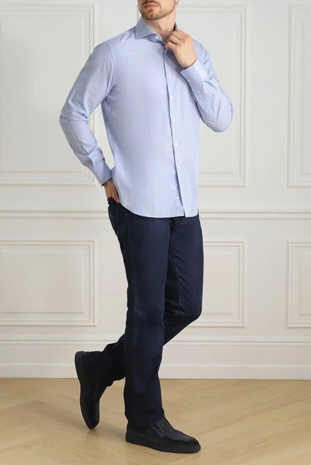 Alessandro Gherardi чоловічі рубашка з бавовни блакитна чоловіча купити фото з цінами 145060 - фото 2