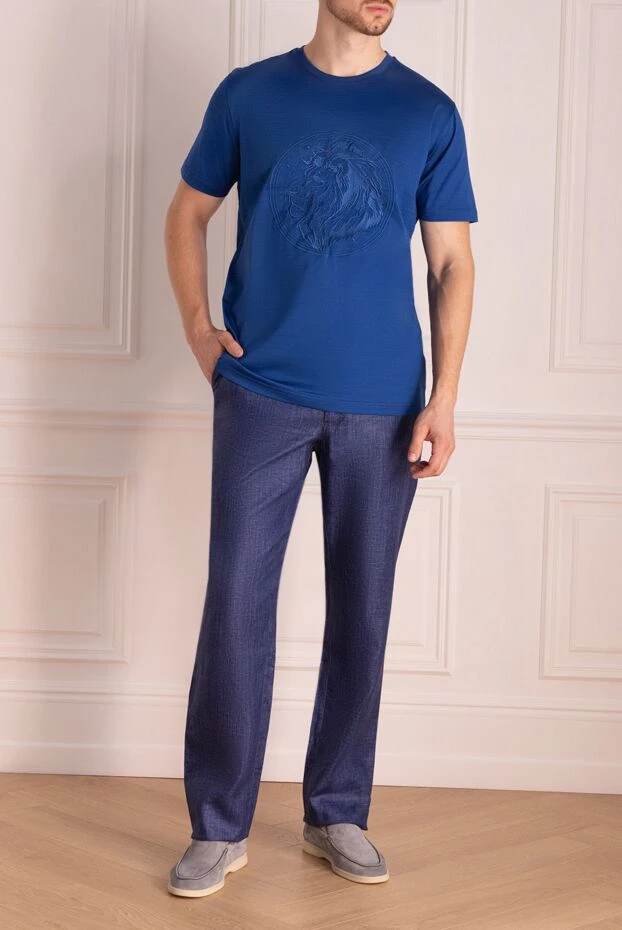 Cesare di Napoli чоловічі футболка з бавовни синя чоловіча купити фото з цінами 145076 - фото 2