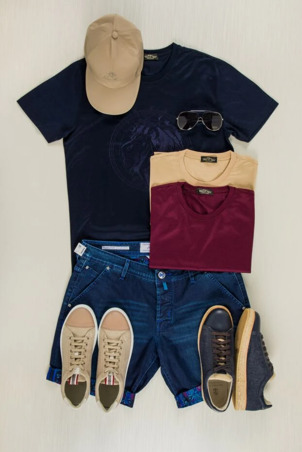 Cesare di Napoli чоловіча футболка темно-сині з фактурним зображенням лева 145077 - фото 2