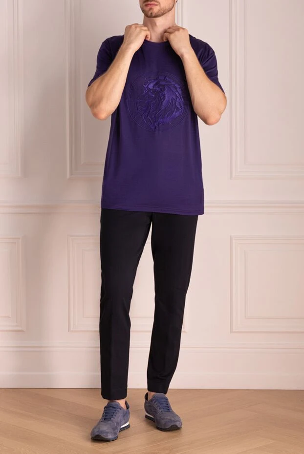 Cesare di Napoli мужские футболка из хлопка фиолетовая мужская купить с ценами и фото 145085 - фото 2