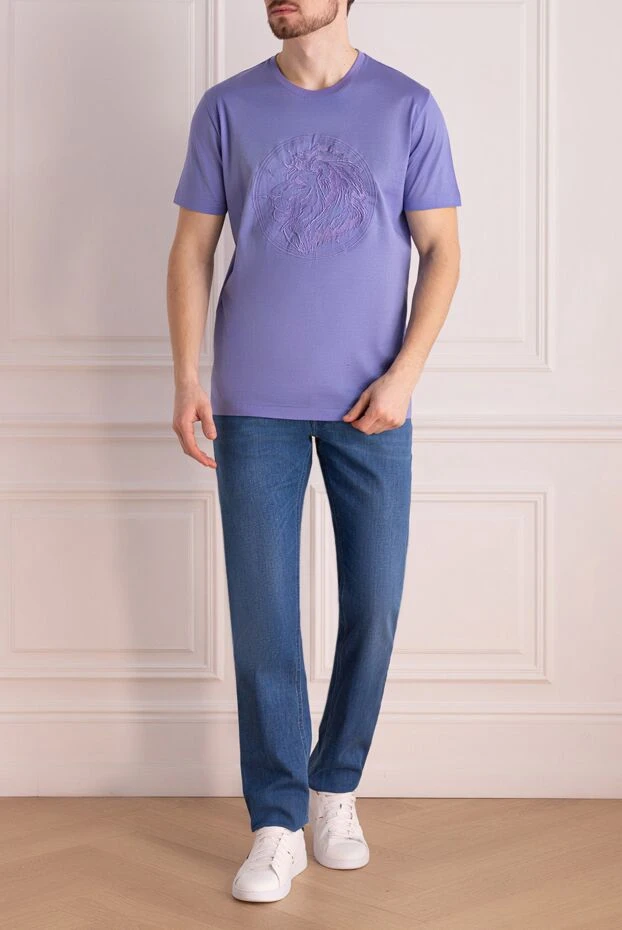 Cesare di Napoli мужские футболка из хлопка фиолетовая мужская купить с ценами и фото 145086 - фото 2