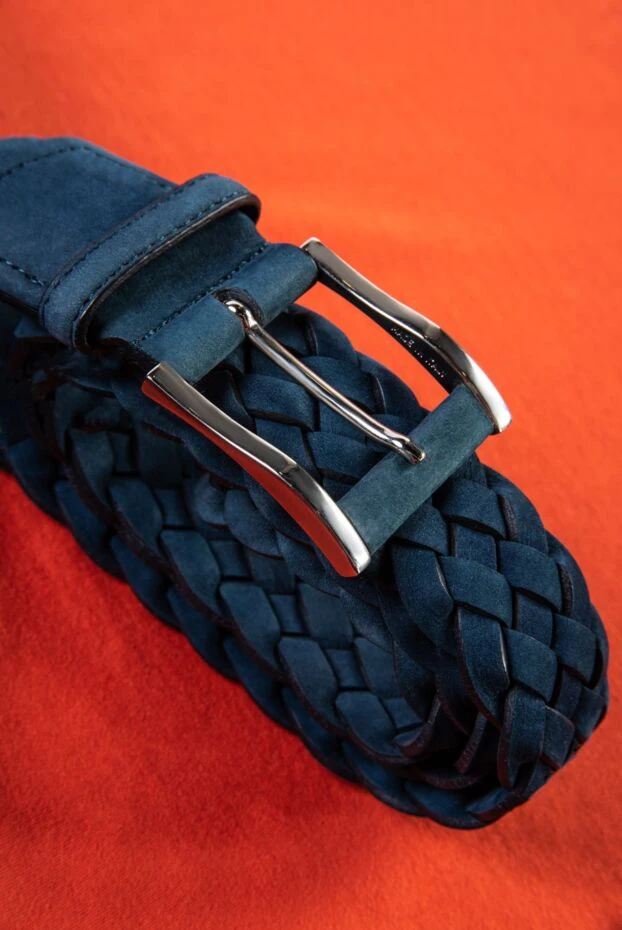 Ремінь з переплетеної шкіри темно-зелений чоловічий - фото 2