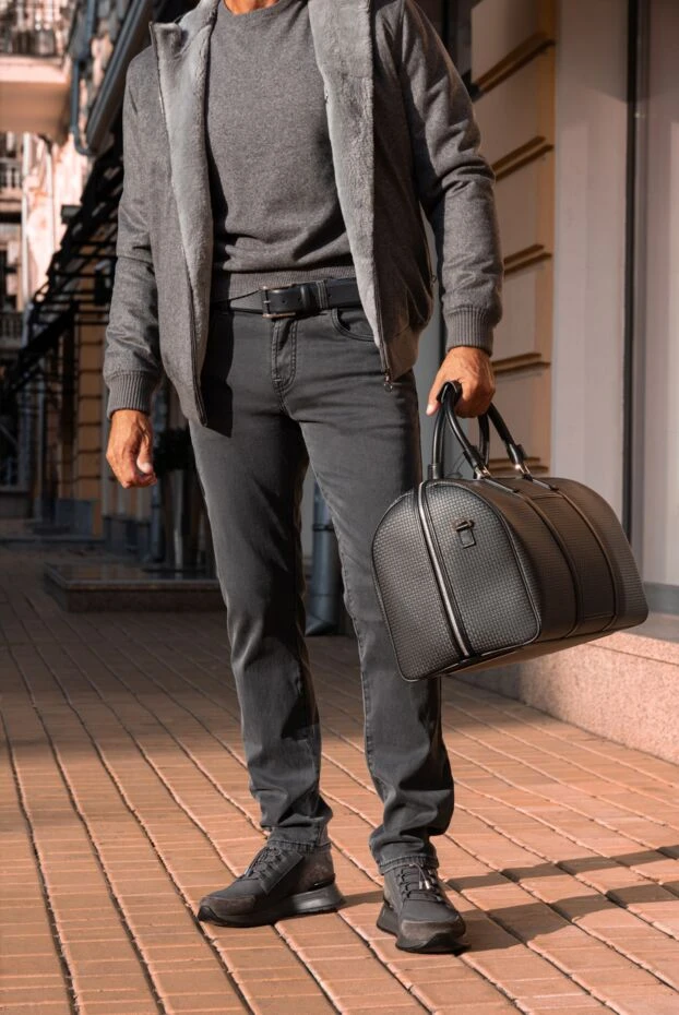 Ремінь шкіряний темно-сірий чоловічий - фото 2