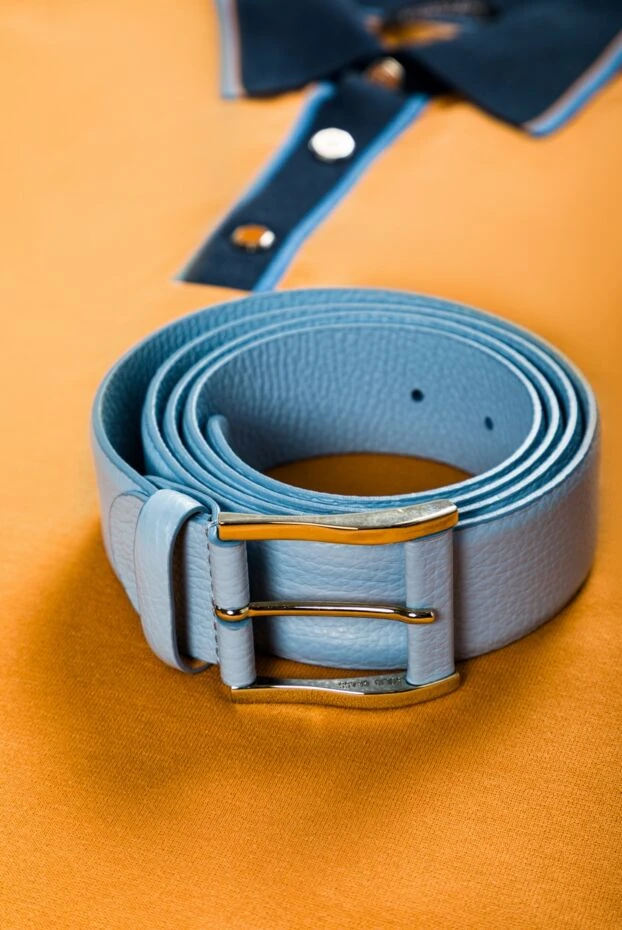 Cesare di Napoli pastel blue grained leather belt 145179 - photo 2