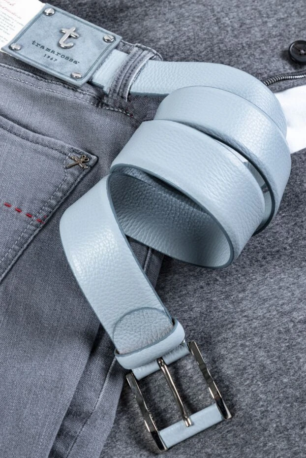 Cesare di Napoli light gray leather belt for men 145183 - photo 3