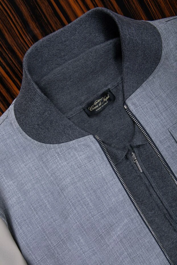 Cesare di Napoli silk polo shirt dark grey melange with zipper men's 145417 - photo 2