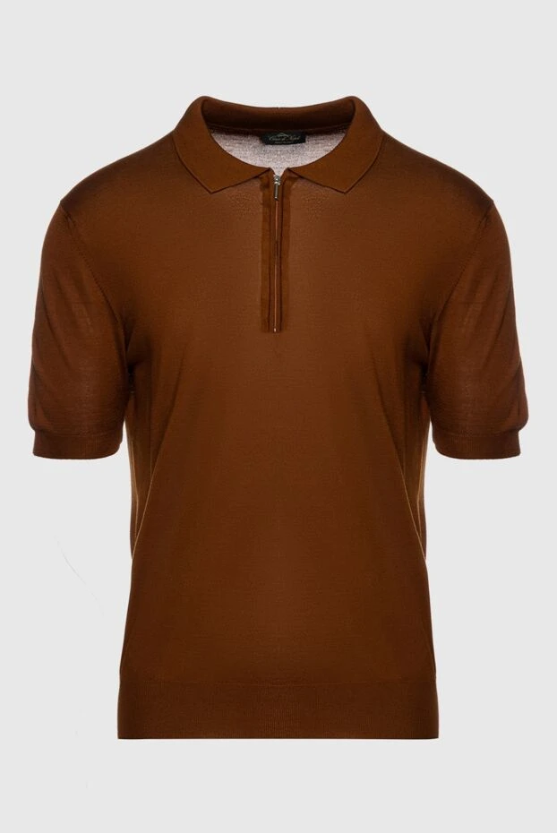 Cesare di Napoli silk polo shirt brown with zipper men's 195733 - photo 1