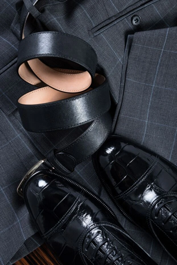 Brioni classic men's belt made of saffiano leather, black 145435 - photo 2