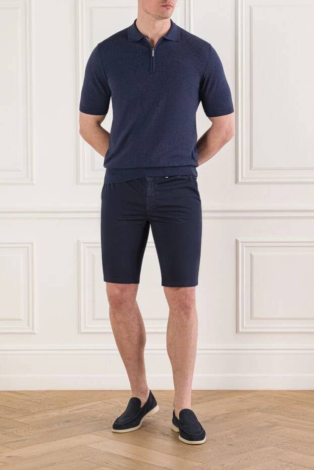 Zilli чоловічі класичні шорти бавовняні темно-сині прямого силуету 145448 - фото 2