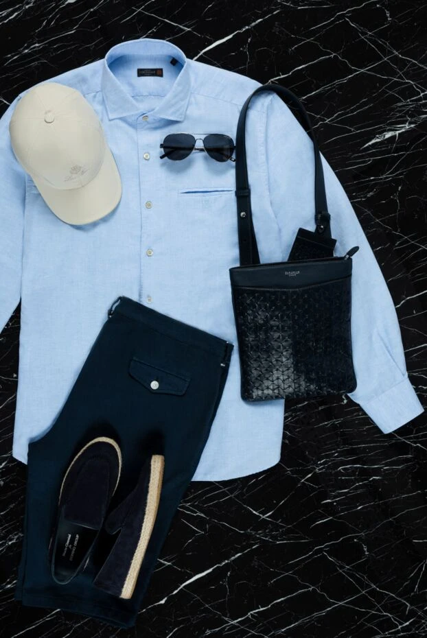 Zilli чоловічі класичні шорти бавовняні темно-сині прямого силуету 145448 - фото 2