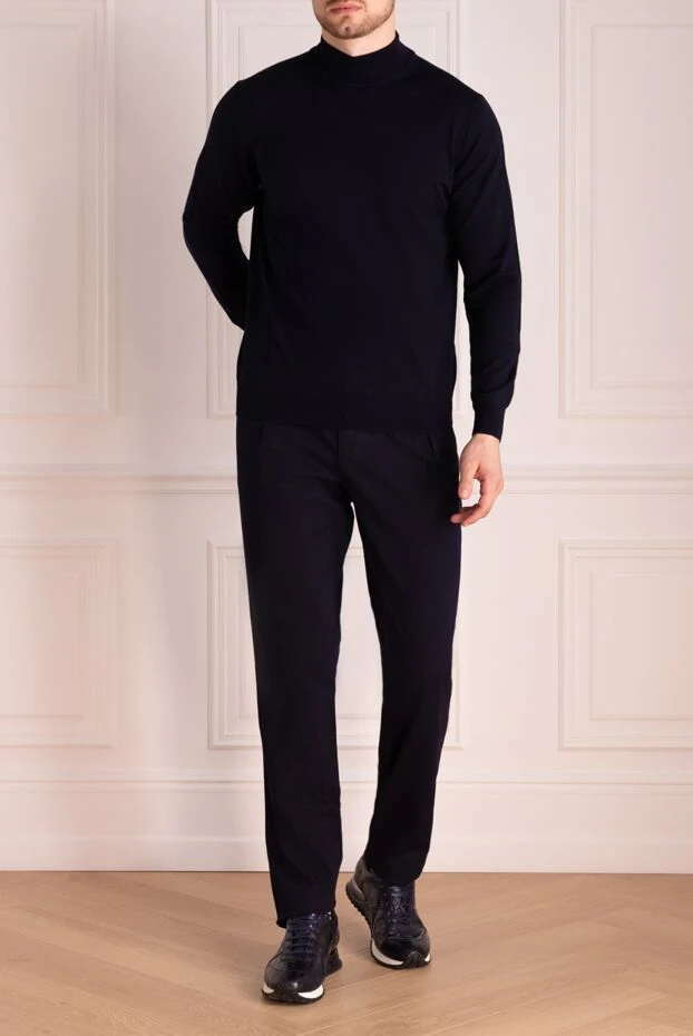 Zilli мужские брюки из хлопка и шелка синие мужские купить с ценами и фото 145453 - фото 1