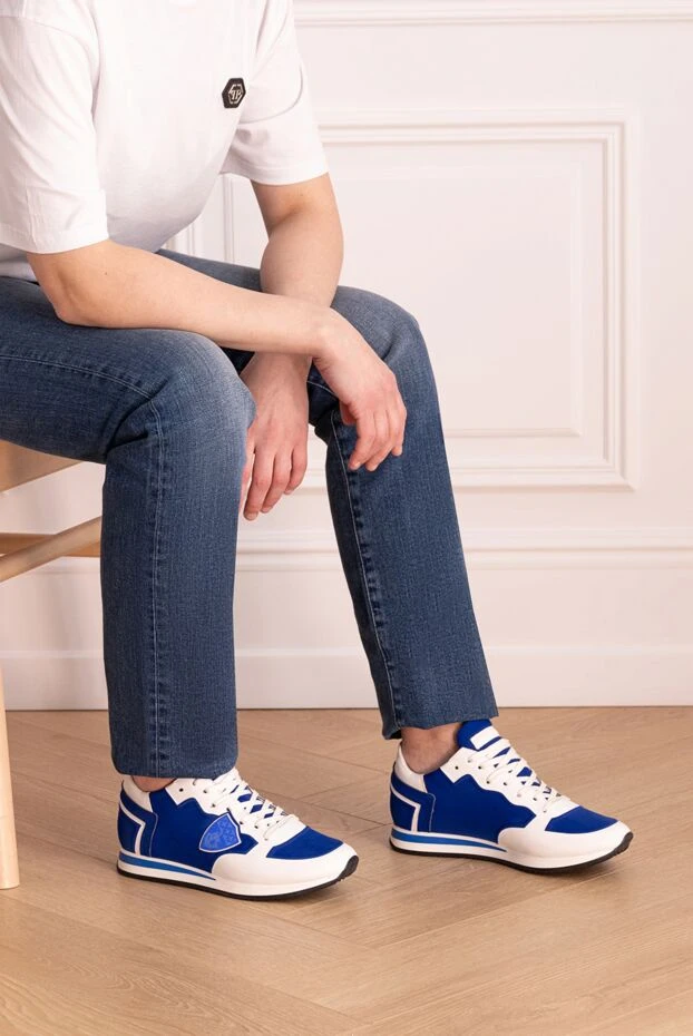 Philippe Model мужские кроссовки из кожи и текстиля синие мужские купить с ценами и фото 145469 - фото 2