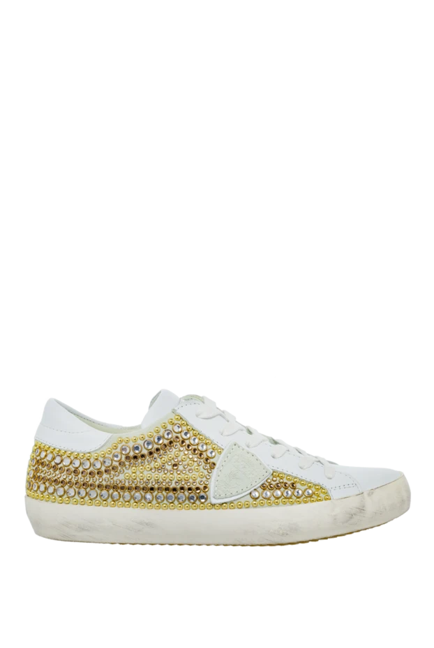 Philippe Model women's leather sneakers with decorative yellow rhinestones white 145520 - photo 1