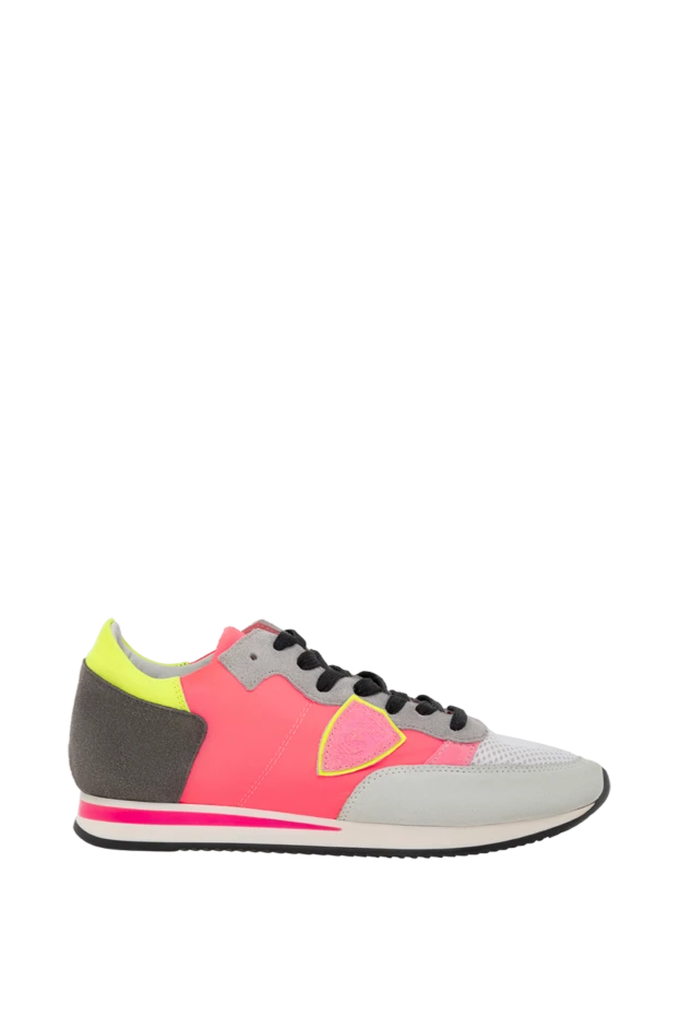 Philippe Model women's leather sneakers with bright inserts and a logo pink 145523 - photo 1