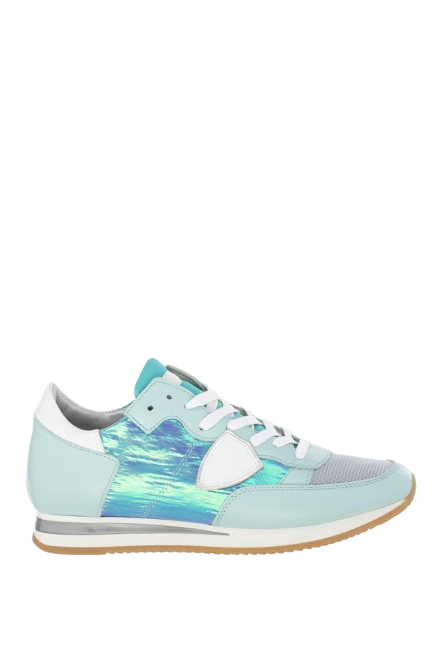 Philippe Model women's leather sneakers with pearlescent inserts blue 145528 - photo 1