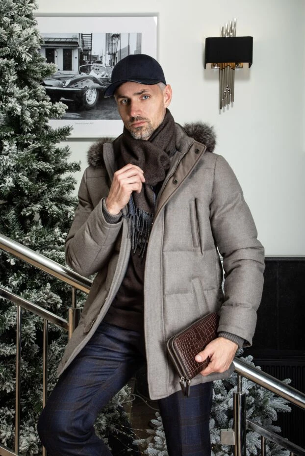 Cesare di Napoli textured leather cap with crocodile leather visor blue for men 145641 - photo 3