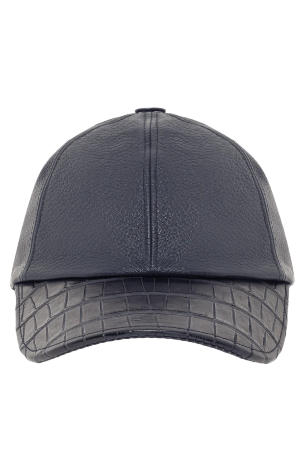 Cesare di Napoli кепка шкіряна з козирком зі шкіри крокодила синя чоловіча 146257 - фото 1