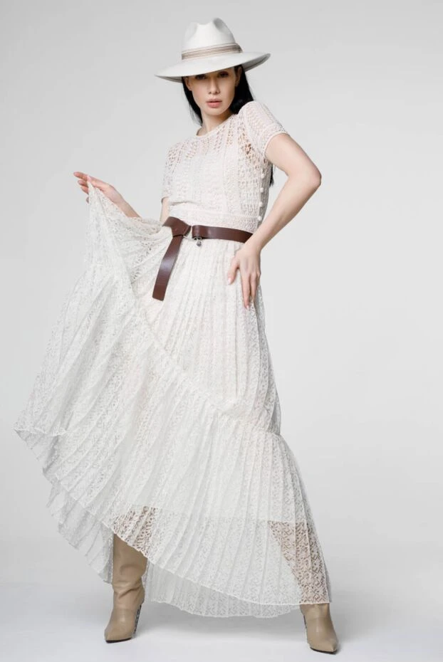 Balmain boots women's leather high with slanted heel beige 146327 - photo 3