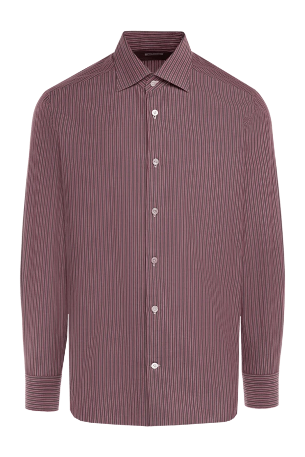 Kiton мужские сорочка из хлопка бордовая мужская 146371 - фото 1