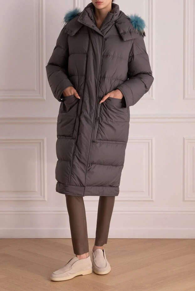 Gallotti down jacket made of polyester gray for women 146455 - photo 2