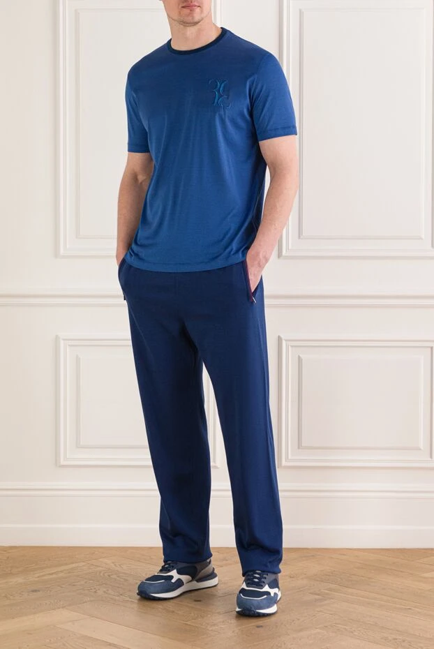 Футболка из хлопка синяя мужская - фото 1