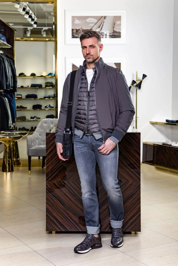 Cesare di Napoli мужские кроссовки из натуральной кожи крокодила шоколадного оттенка 146537 - фото 2