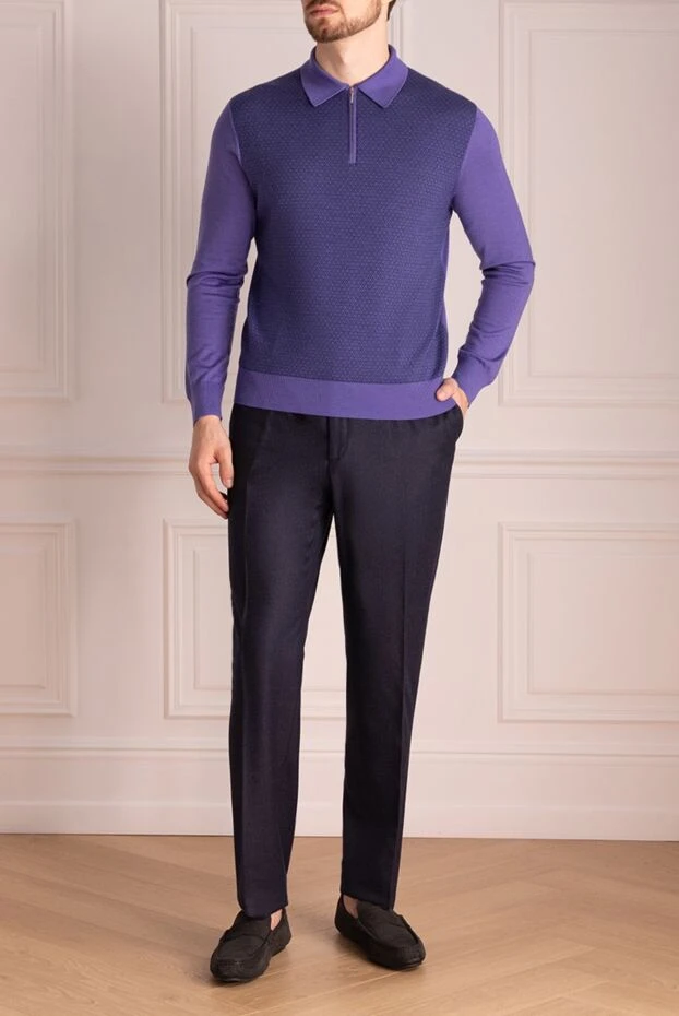 Corneliani man blue wool and cashmere trousers for men 146671 - photo 2