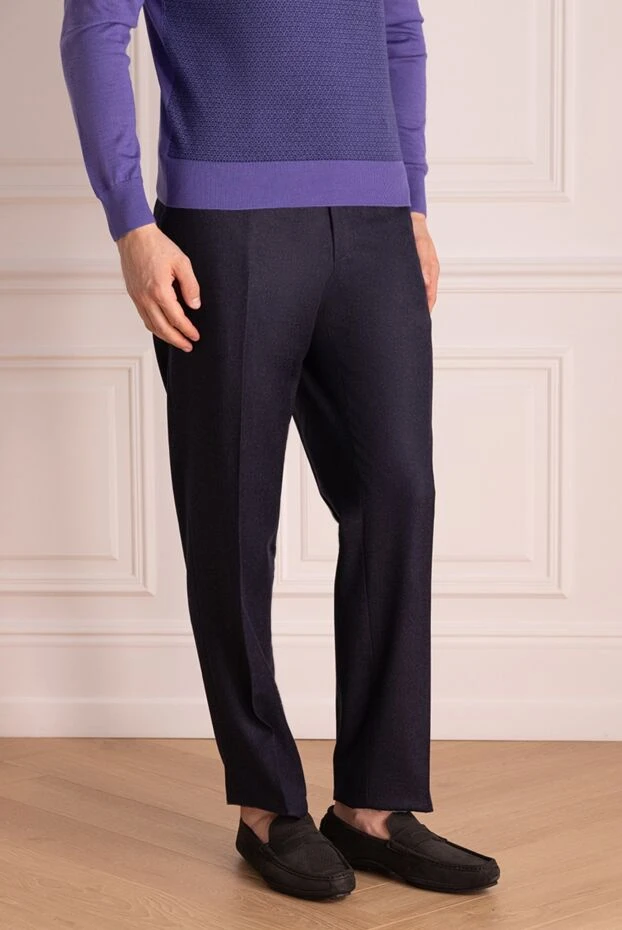 Corneliani man blue wool and cashmere trousers for men buy with prices and photos 146671 - photo 2