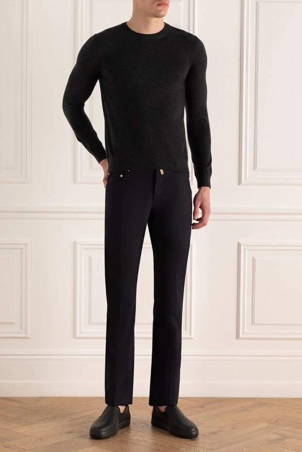 Corneliani man blue wool trousers for men buy with prices and photos 146675 - photo 2