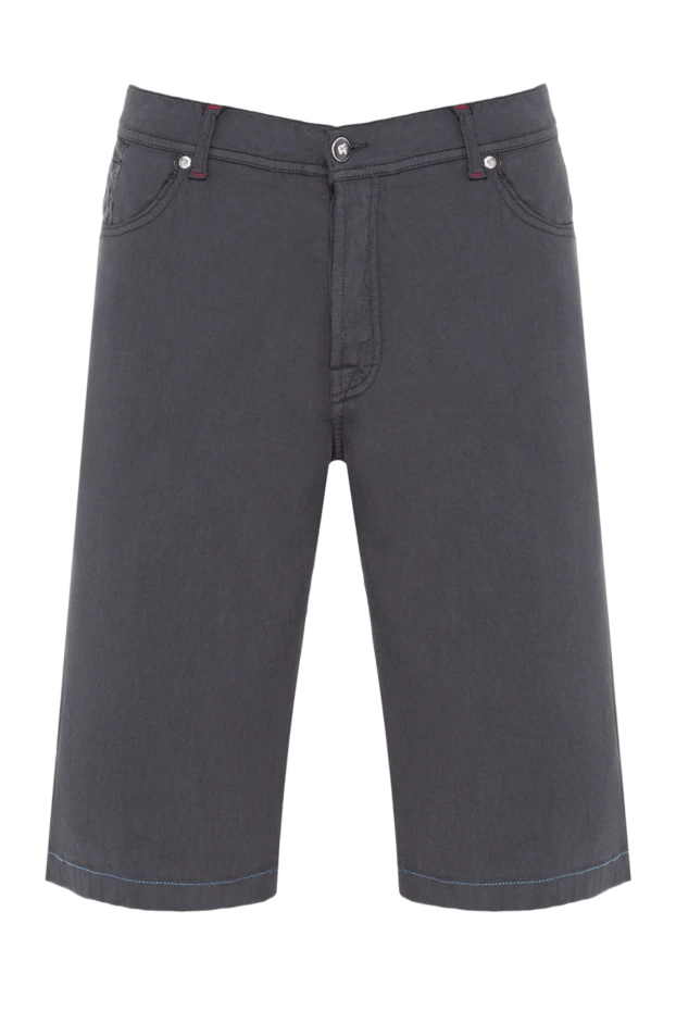 Голубые мужские брюки из хлопка и шелка прямого кроя на лето - фото 1