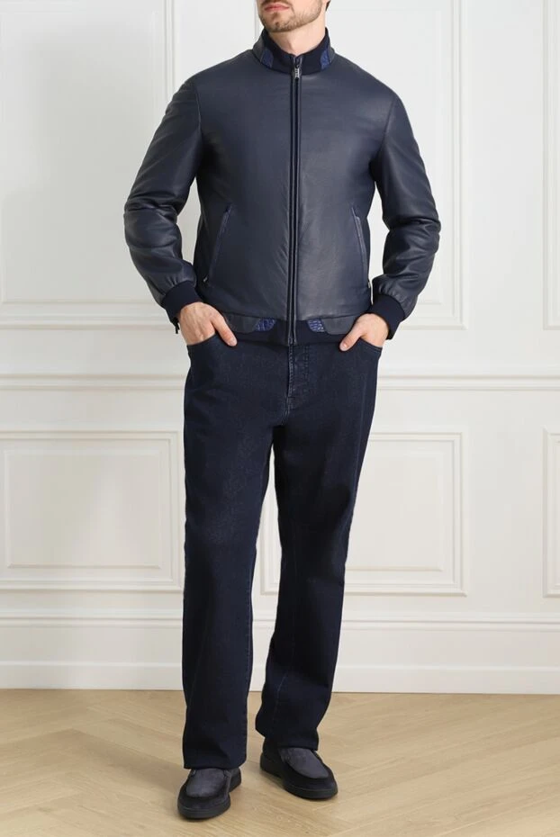 Zilli man genuine leather and alligator jacket blue for men buy with prices and photos 146692 - photo 2
