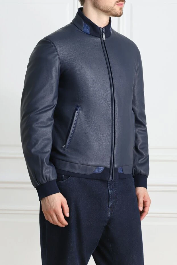 Zilli jacket made of genuine leather and alligator leather blue for men 146692 - photo 3
