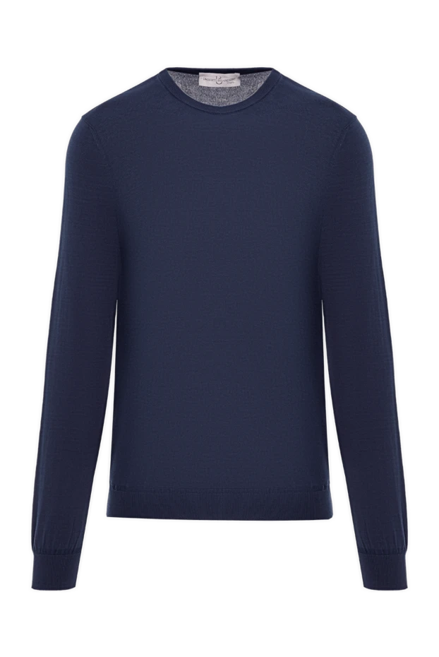 Bilancioni men's blue cotton jumper, thin, round neck 195785 - photo 1