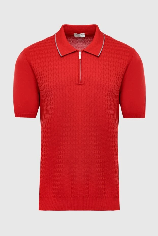Bilancioni red cotton polo with textured front and contrast collar trim 196541 - photo 1