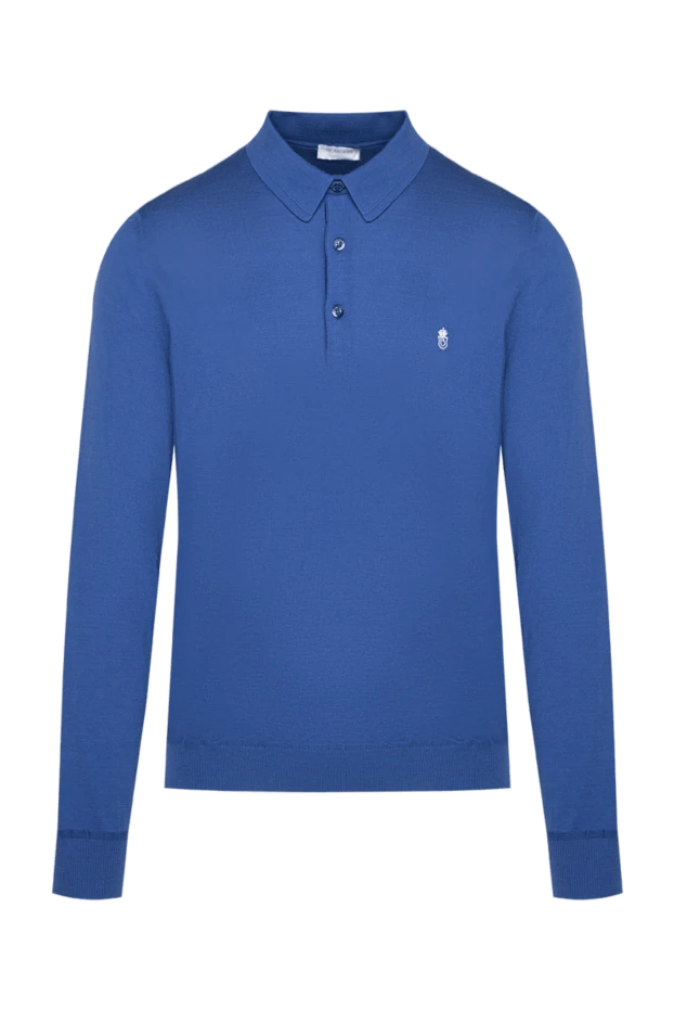 Bilancioni long sleeve polo shirt made of silk and cotton blue for men 146787 - photo 1