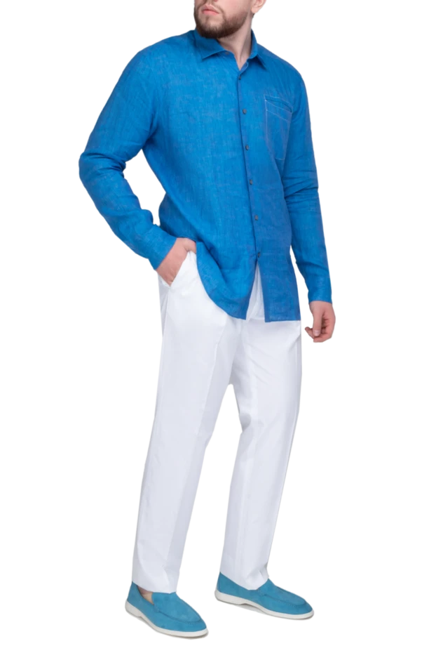 Bilancioni lightweight white cotton trousers for men with pleats 196576 - photo 2