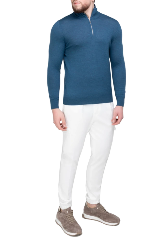 Bilancioni man troyer cashmere and silk blue for men buy with prices and photos 146845 - photo 2