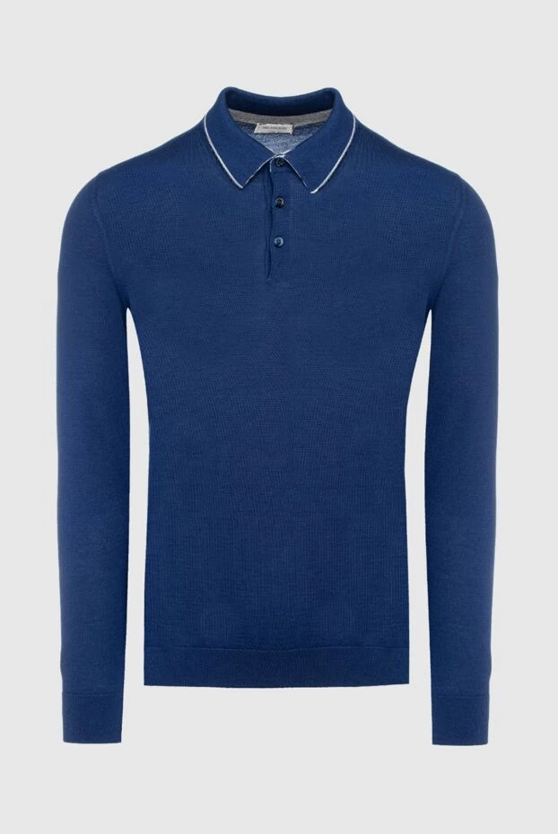 Bilancioni man long sleeve polo in silk and cashmere blue for men buy with prices and photos 146854 - photo 1