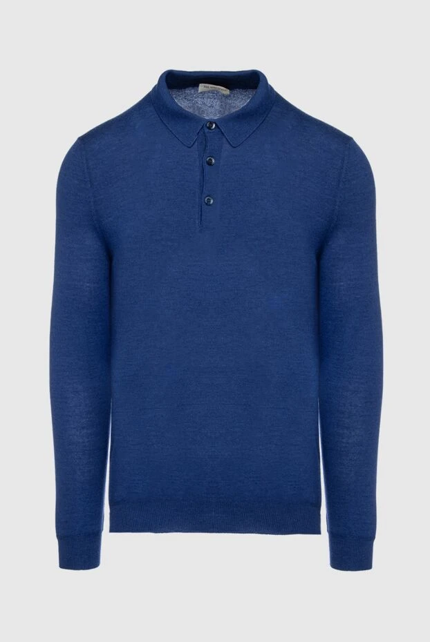 Bilancioni man long sleeve polo in silk, cashmere and wool blue for men buy with prices and photos 146861 - photo 1