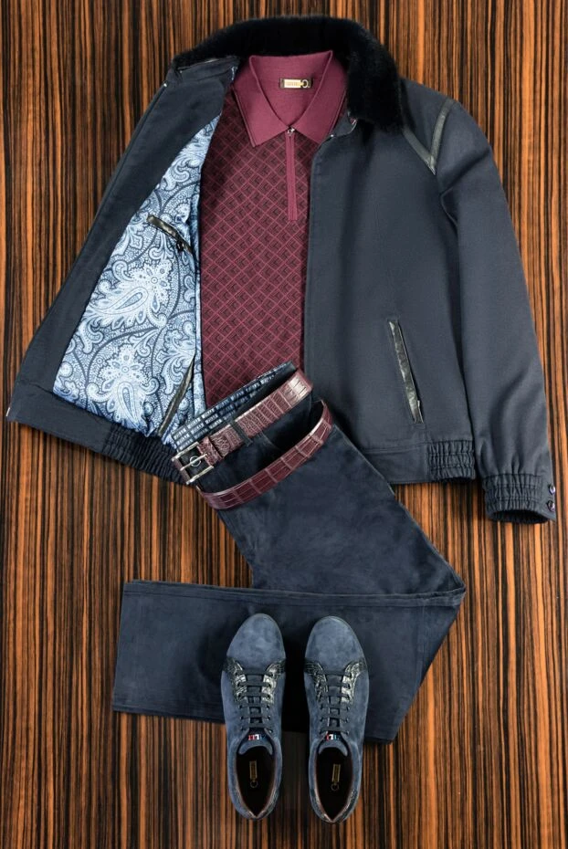 Hettabretz куртка из кашемира, шерсти и натурального меха синяя мужская 146932 - фото 2