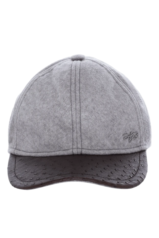 Hettabretz man cap made of cashmere and genuine leather gray for men 146952 - photo 1