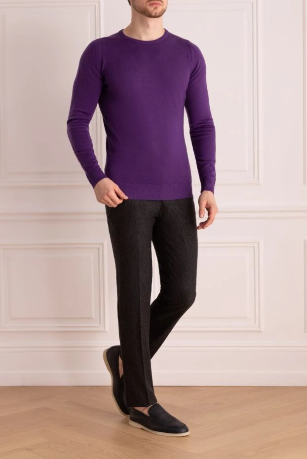 Cesare di Napoli man men's gray wool and cashmere trousers buy with prices and photos 147008 - photo 2