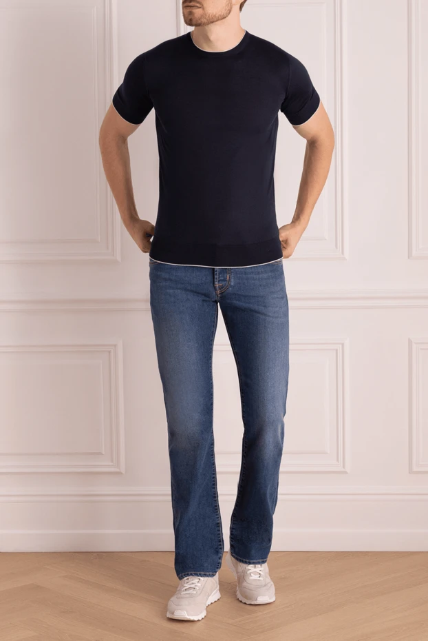 Jacob Cohen мужские джинсы из хлопка и эластана синие мужские купить с ценами и фото 147029 - фото 2