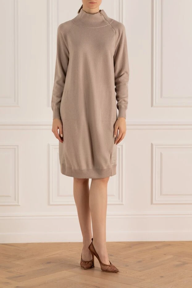 Peserico woman beige wool and silk dress for women 147092 - photo 2