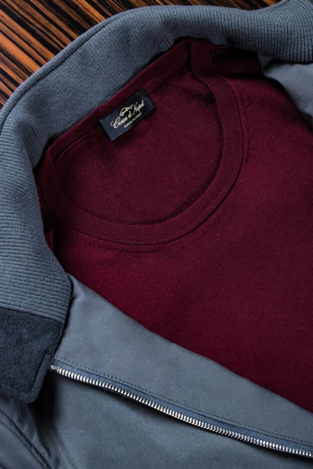 Cesare di Napoli джемпер легкий шерстяной бордовый мужской 147156 - фото 2