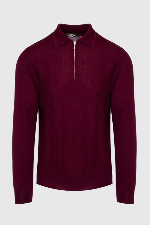 Cesare di Napoli man long sleeve polo in silk and cashmere burgundy for men buy with prices and photos 147203 - photo 1
